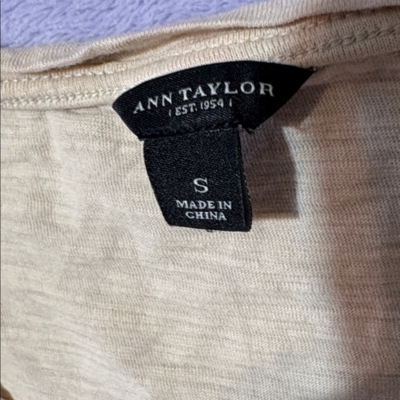 Ann Taylor Beige Sequin Short Sleeve Top - Picture 2 of 7